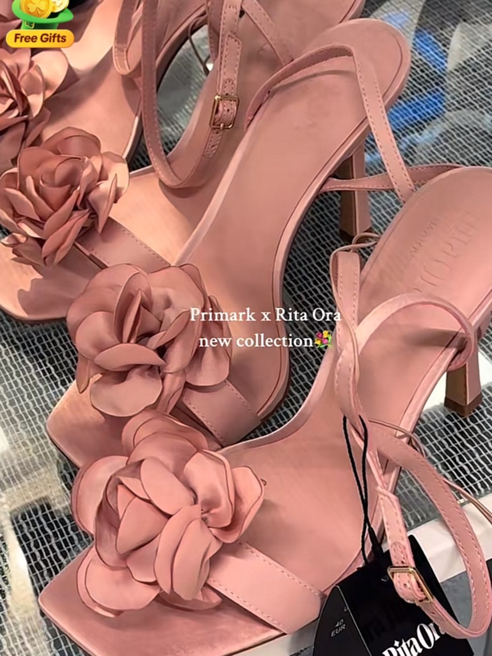 Primark Rose Pink Floral Ankle-Strap Heels